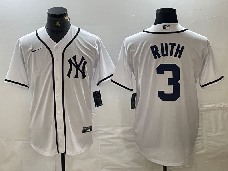 Men New York Yankees #3 Ruth White Third generation joint name Nike 2024 MLB Jersey style 1